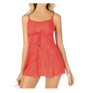 Swim Solutions Coral Pink Women’s Tummy Control Swim Dress Swimsuit 8 NWT